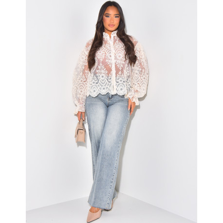 Embroidered lace blouse