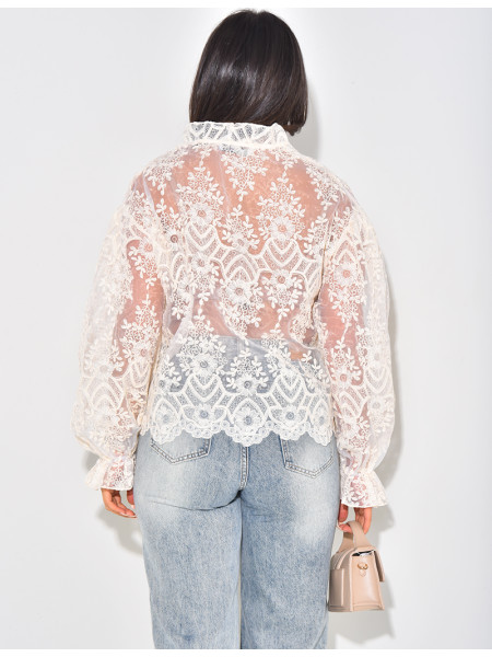 Embroidered lace blouse