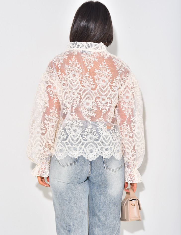 Embroidered lace blouse