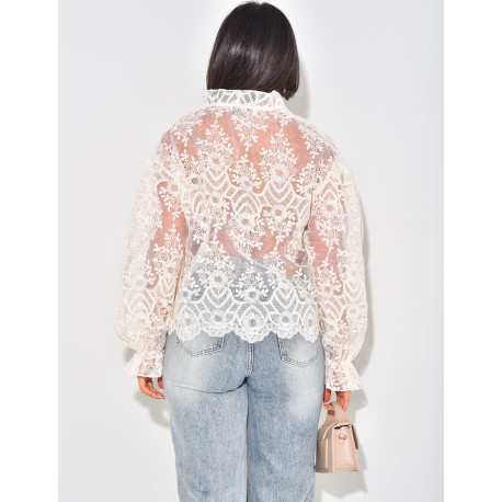 Embroidered lace blouse