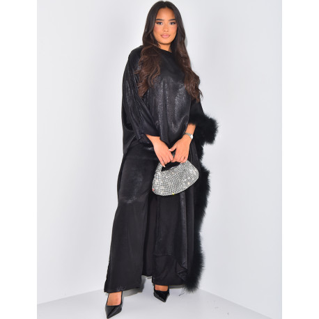 Metallic feathered pant and tunic set
