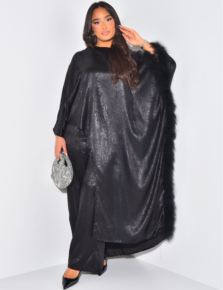 Metallic feathered pant and tunic set