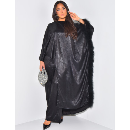 Metallic feathered pant and tunic set