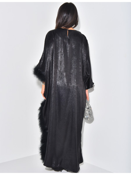 Metallic feathered pant and tunic set