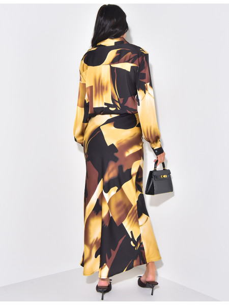 Set aus Rock und bedrucktem Hemd