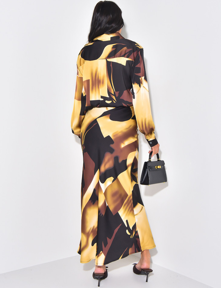 Set aus Rock und bedrucktem Hemd