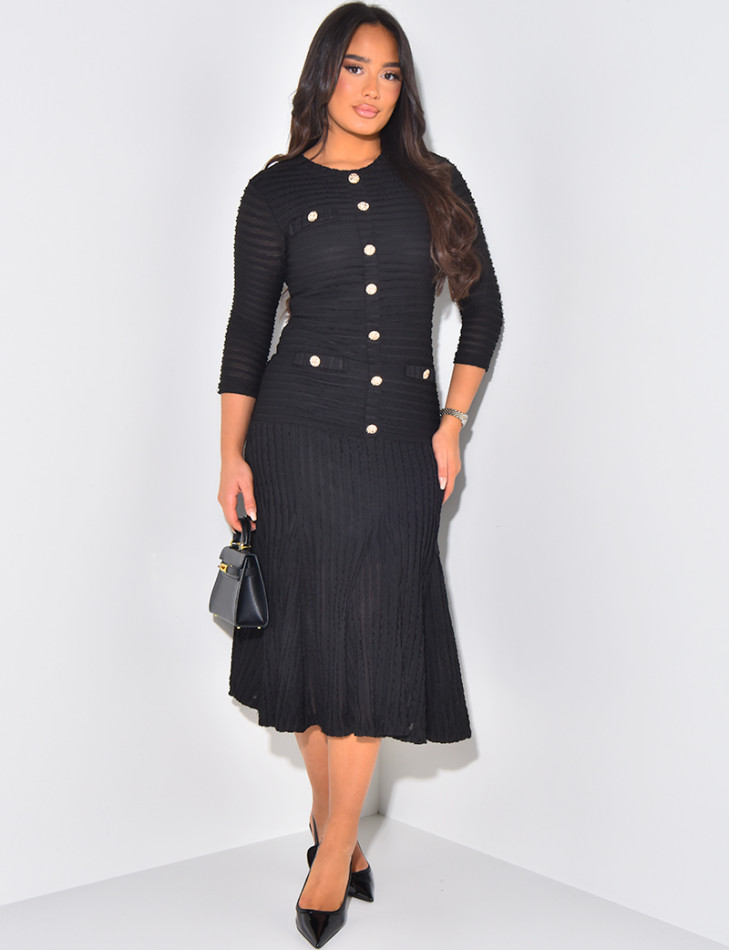 Robe longue texturée à boutons officiers