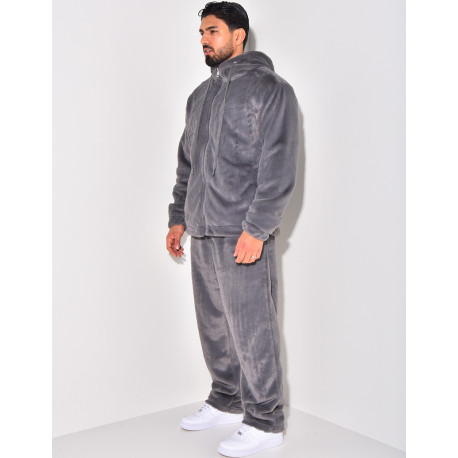 Ensemble pantalon et gilet à capuche doux