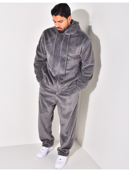 Ensemble pantalon et gilet à capuche doux