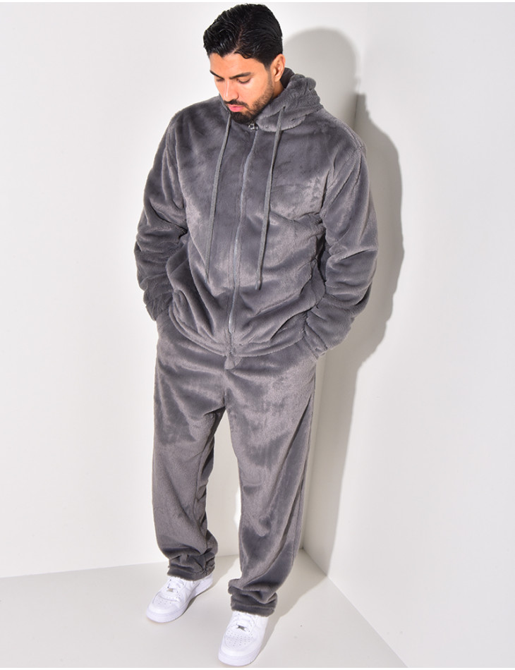 Ensemble pantalon et gilet à capuche doux