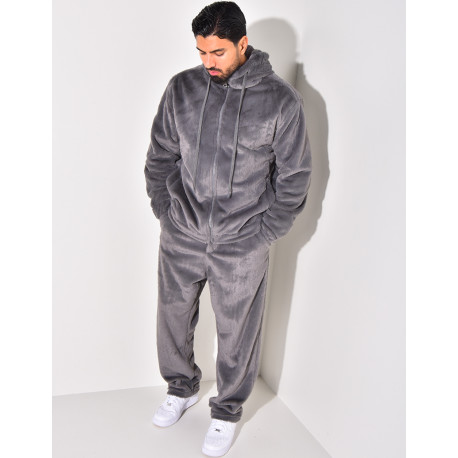 Ensemble pantalon et gilet à capuche doux