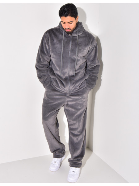 Ensemble pantalon et gilet à capuche doux