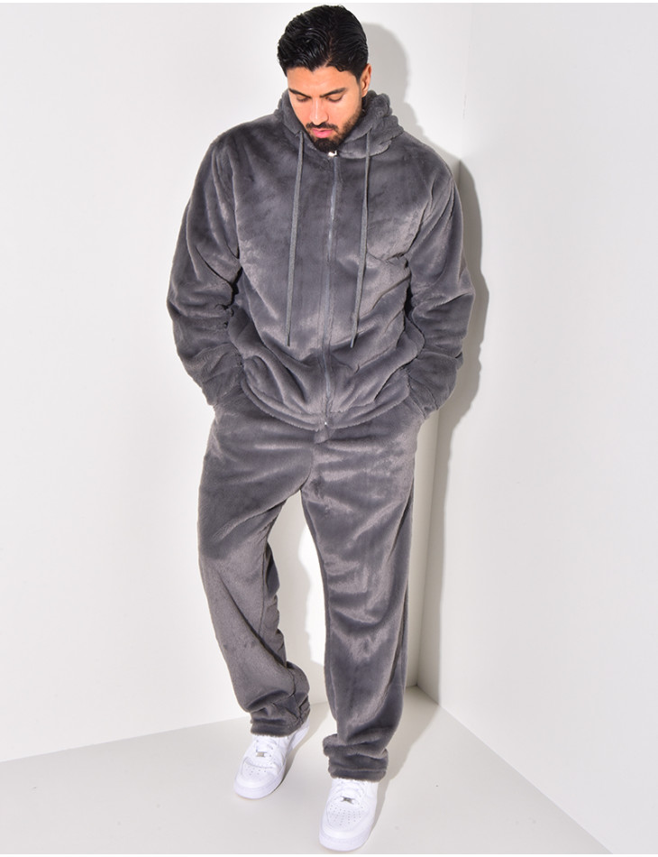 Ensemble pantalon et gilet à capuche doux