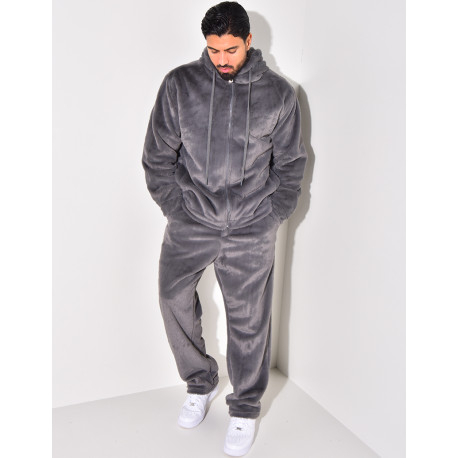 Ensemble pantalon et gilet à capuche doux