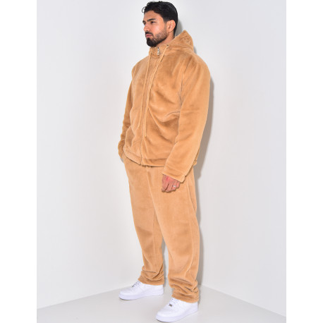 Ensemble pantalon et gilet à capuche doux