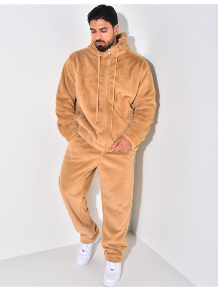 Ensemble pantalon et gilet à capuche doux