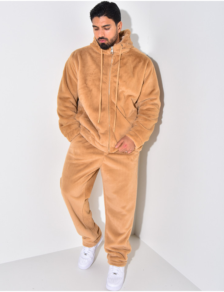 Ensemble pantalon et gilet à capuche doux