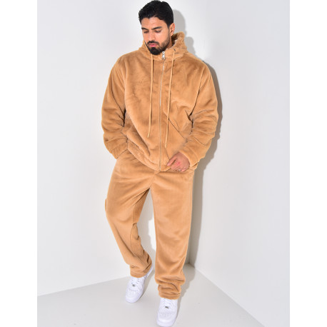 Ensemble pantalon et gilet à capuche doux