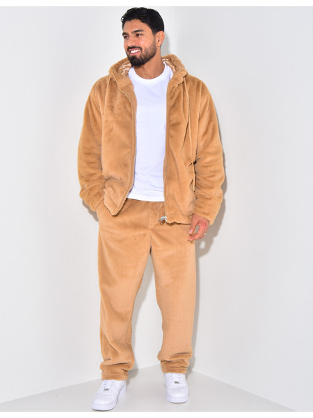 Ensemble pantalon et gilet à capuche doux