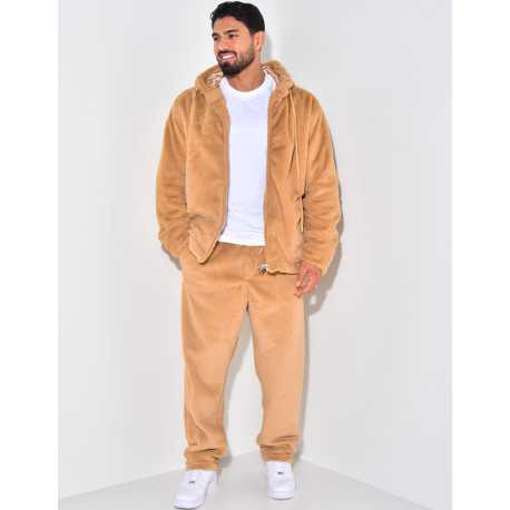 Ensemble pantalon et gilet à capuche doux