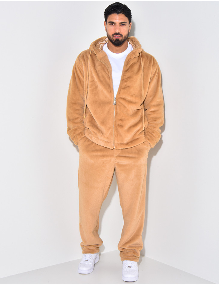 Ensemble pantalon et gilet à capuche doux