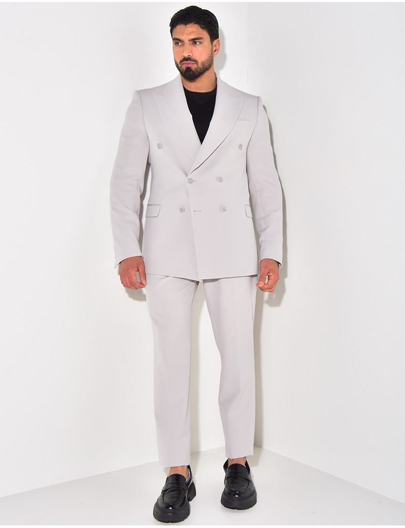 Costume deux pièces confortable et décontracté de couleur unie