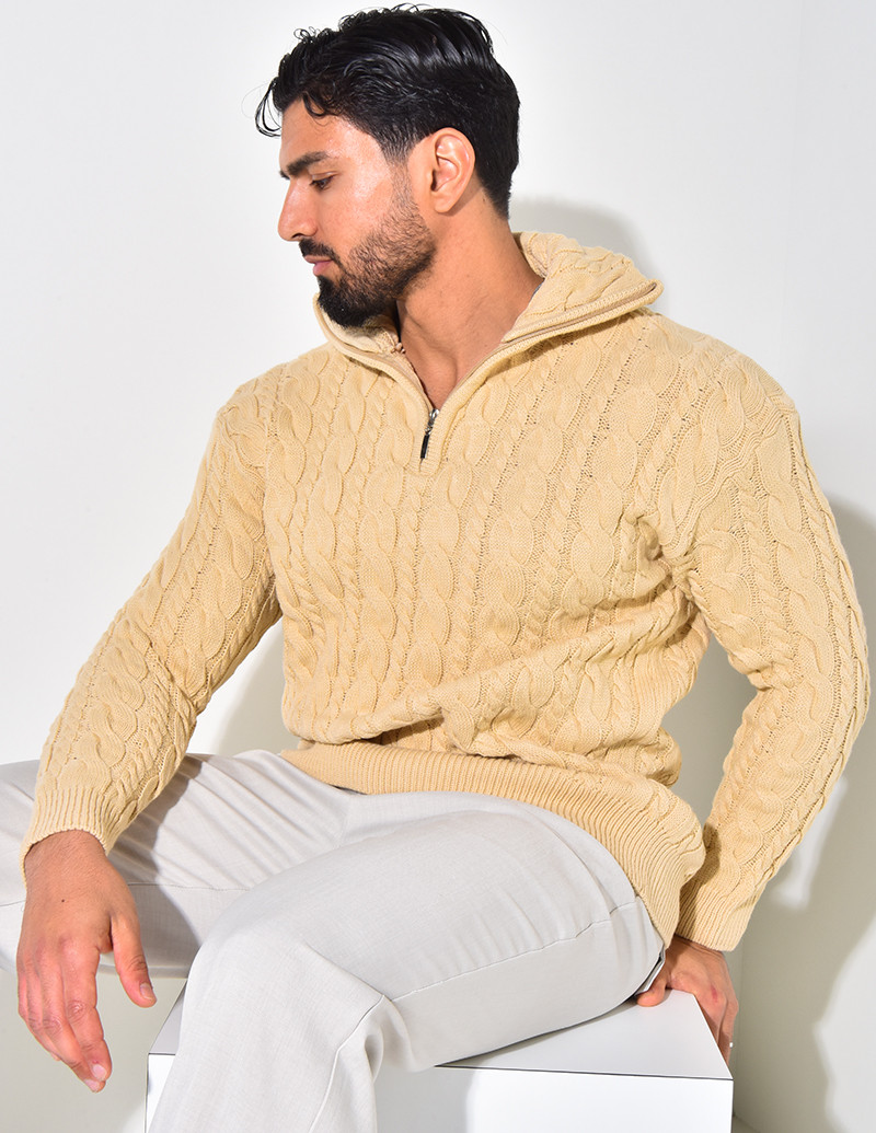 Pull en laine à zip