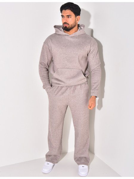 Ensemble pantalon et sweat à capuche côtelé