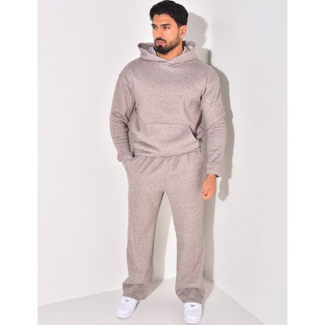 Ensemble pantalon et sweat à capuche côtelé