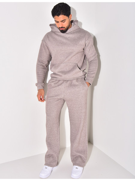 Ensemble pantalon et sweat à capuche côtelé