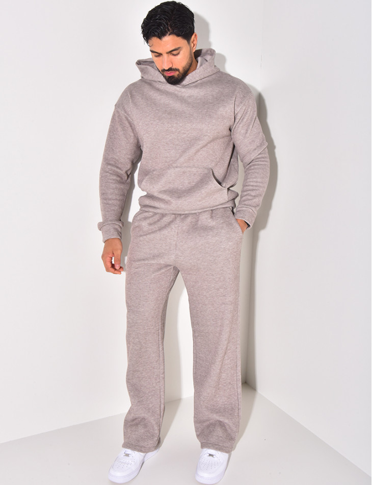 Ensemble pantalon et sweat à capuche côtelé