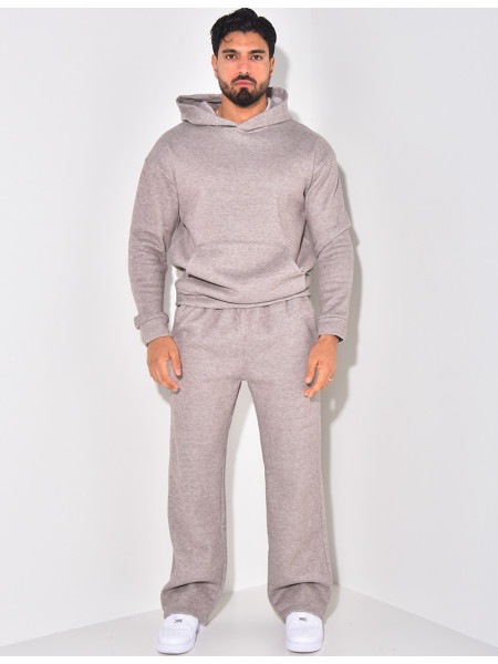 Ensemble pantalon et sweat à capuche côtelé