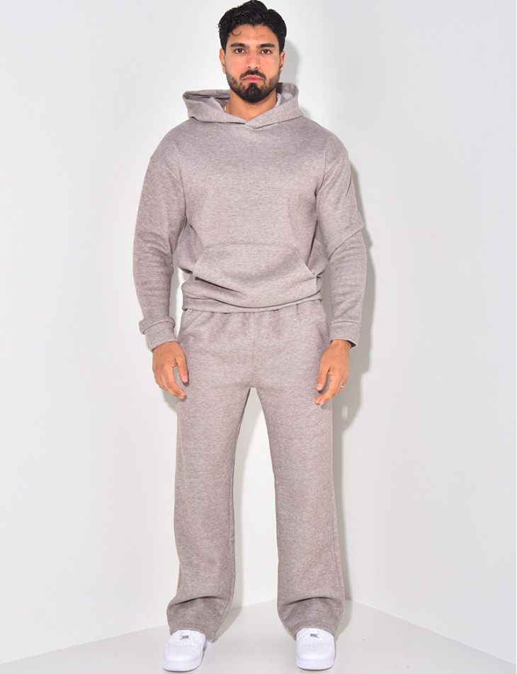 Ensemble pantalon et sweat à capuche côtelé