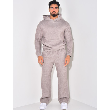 Ensemble pantalon et sweat à capuche côtelé
