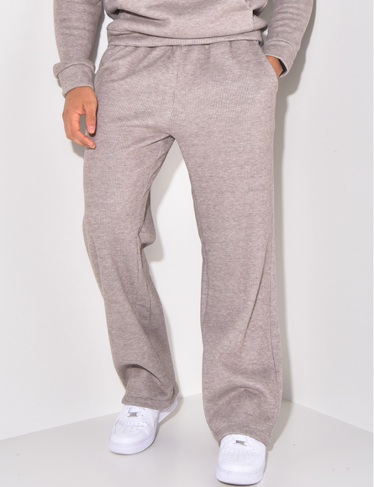 Ensemble pantalon et sweat à capuche côtelé