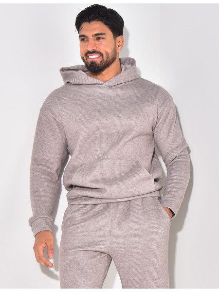 Ensemble pantalon et sweat à capuche côtelé