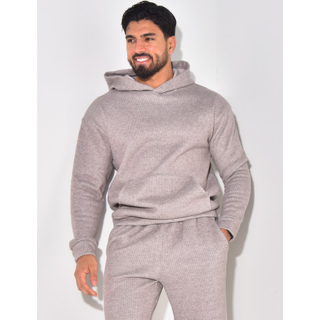 Ensemble pantalon et sweat à capuche côtelé