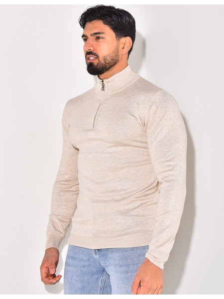 Pull fin col à fermeture éclaire