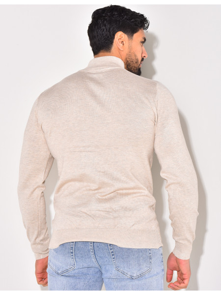 Pull fin col à fermeture éclaire