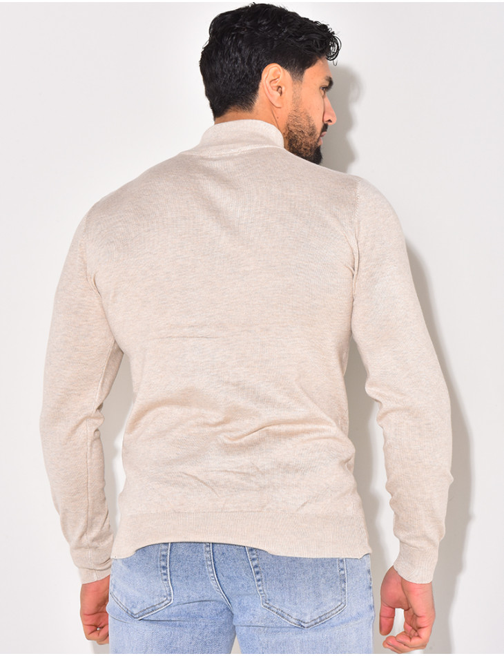 Pull fin col à fermeture éclaire