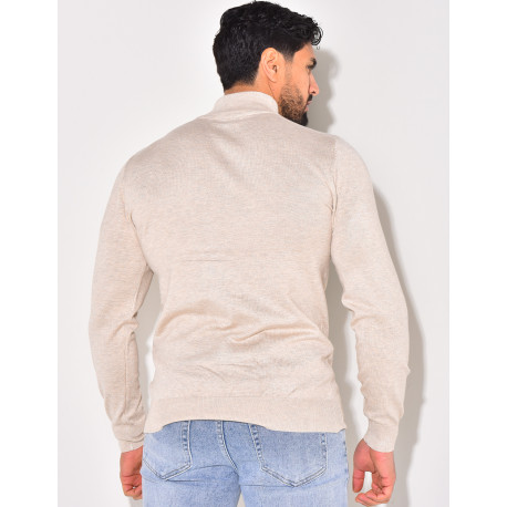 Pull fin col à fermeture éclaire