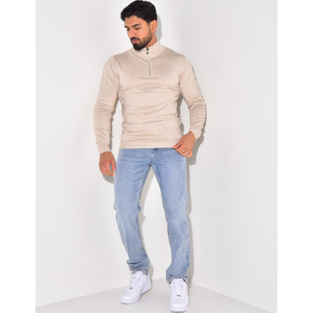 Pull fin col à fermeture éclaire