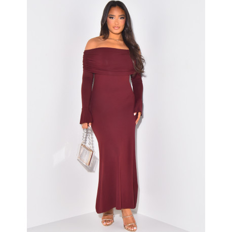 Long dress boat neck