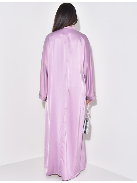 Abaya with crystals in the shape of flowers