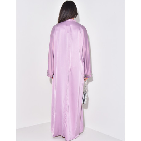Abaya with crystals in the shape of flowers