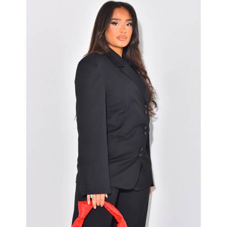 Oversized blazer with side buttonhole
