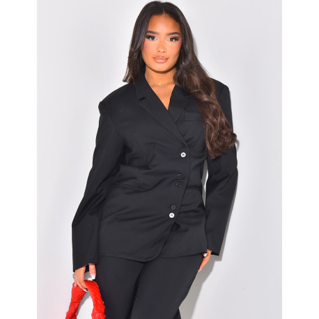 Oversized blazer with side buttonhole