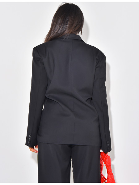 Oversized blazer with side buttonhole
