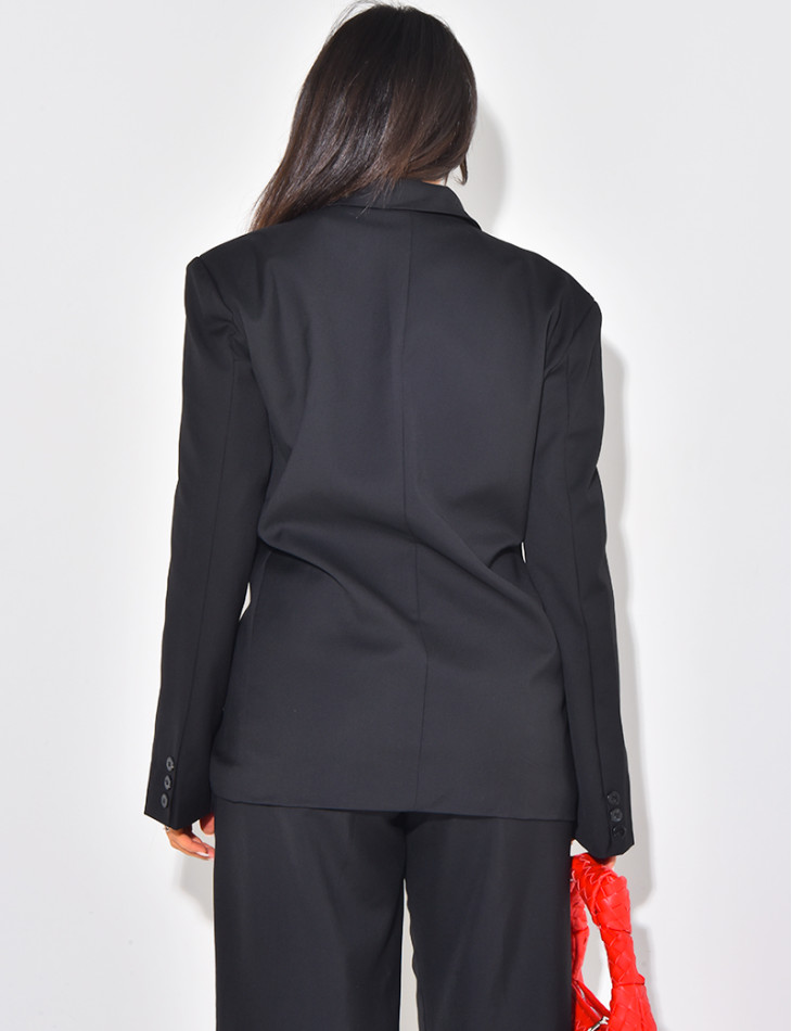 Oversized blazer with side buttonhole