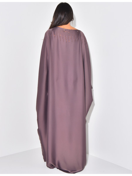 Butterfly abaya adorned with rhinestones to tie on the inside